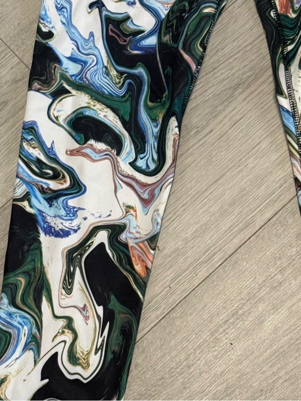 Nike Womens Marble Watercolor Print Athletic Leggings Black Waistband AH6499-010 - Picture 3 of 12